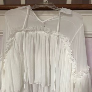 White ruched blouse